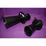 Two vintage car horns