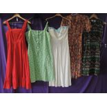 A lot of four mixed vintage dresses, includes strapless cream dress with John Marks label, all great