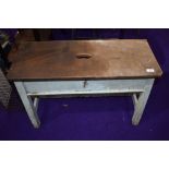 A vintage tramp art or similar shoe shine bench or stool