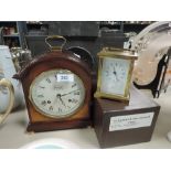 A mantle clock and carriage clock by Comitti