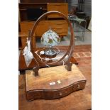 A 19th Century mahognay toilet mirror base (empty frame)