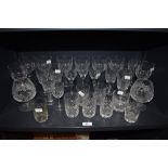 A selection of cut glass and crystal wine and spirit glasses