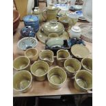 A selection of studio pottery including tea set by Sam Denny Beck