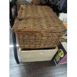 A wooden box and similar wicker bascket