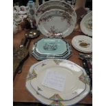 A selection of ceramic meat charger plates including trio of Adams Calyx booths Washington and