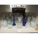 A selection of glass wares including light shade and punch set