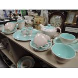 A part tea service by Poole in the Twin tone colour way