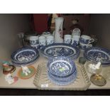 A selection of blue and white wear ceramics