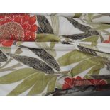 A huge pair of good quality vibrantly patterned linen or linen look curtains lined in wool and