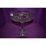 A large heavy set crystal cut glass tazza or footed fruit bowl