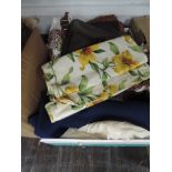 A box of fabrics, vintage and modern, a good variety in this lot and some are of a good size,