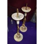 A pair of vintage brass and onyx ashtrays/trinket stands