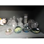 A selection of glass wares including Mdina and Arques