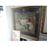A large print in gilt and plaster style frame