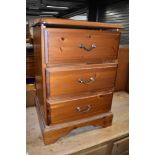 A modern pine three drawer bedroom chest