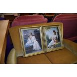 A pair of prints, girls reading