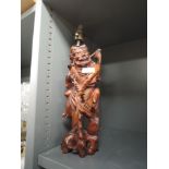 A hand carved Chinese figural lamp base
