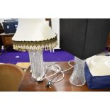 Two cut glass table lamps