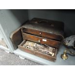 A fitted engineers or mechanics tool chest with original contents