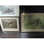 Two antique cartoon style hunting related prints
