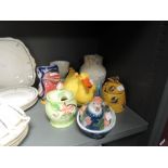 A selection of ceramics including Noveltio duck tea pot