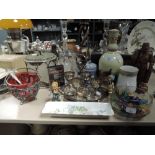 Mixed lot of items including egg cup set, Jasper ware and glass biscuit barrel.