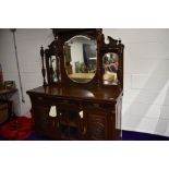 A late Victorian mahogany mirror back sideboard