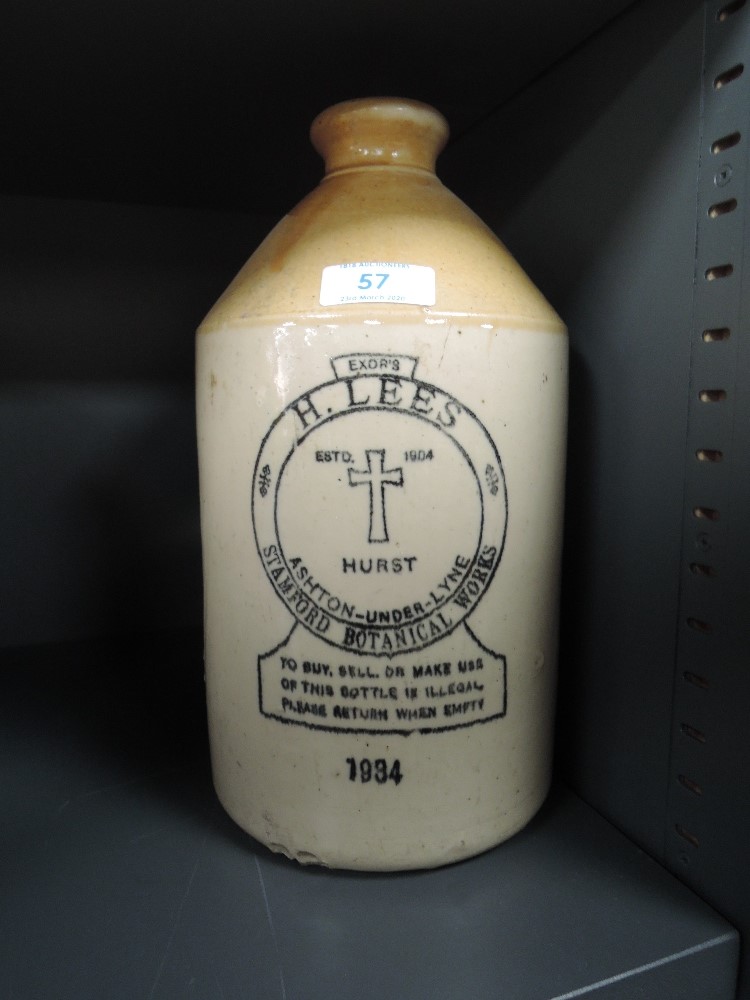 An advertising flagon for H Lees Temperance brewers