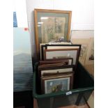 A selection of antique and later prints and etchings including hunting and sports themes