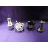 A cruet set by Mappin and Webb also HM silver pepperette