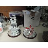 two crystal glass figures of cat and similar including Hadrian glass