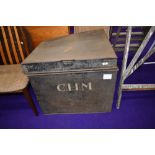 A large tin deed or similar box