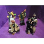 Five Royal Doulton figures, Biddy Penny Farthing HN1843, Schoolmarm HN2223, Omar Khayyam HN2247,