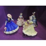 Four Royal Doulton figurines, Mary HN3375, Ninette HN2379, Hannah HN3369 and Linda HN3374, all