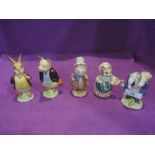 Five Beswick Beatrix Potter figures, Mr Benjamin Bunny, pipe out, Cousin Ribby, Pigling Bland,