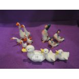 Eight Beswick studies, Geese, pair 820, facing left 821 x2, facing right 822, Duck Family 765,