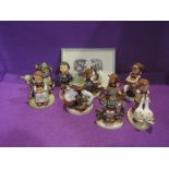 Nine Goebel figurines including Be Patient, Goose Girl, Playmates, Home From Market etc