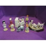 Six Beswick figures, Dino, Betty Rubble, Bamm-Bamm Rubble, Pebbles Flintstone, Christopher Robin and