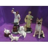 Two Border Fine Arts studies, German Shepherd B0496 and West Highland Terrier Family Group A588,