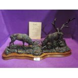 A Border Fine Art study, Highland Challenge, Stags In Combat, studio bronze, L86, with certificate