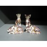 Four Royal Crown Derby paperweights, Kitten, Siamese Kitten and two Sleeping Kittens, all having si