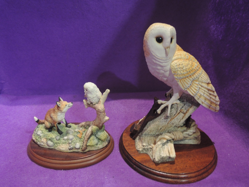 Two Border Fine arts studies, On The Lookout B0276 and Fox Cub & Owlet B0207, both boxed