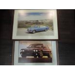 Two vintage motor car dealership advertising prints for Daimler and Rolls Royce