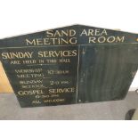 A local interest notice and order of service board for Sand Area meeting room