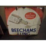 A partial enamel advertising sign for Beechams Lung Syrup