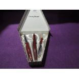 A boxed Conway Stewart Fountain pen, Ballpoint and Propelling pencil set in burgundy, pencil A/F