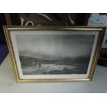 A Trout fishing print in gilt frame