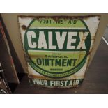 An enamel advertising sign for Calvex Carbolic Ointment and first aid