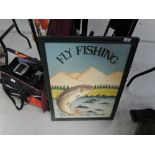 A modern wooden Fly Fishing sign