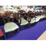 A set of six (4+2) modern Victorian style dining chairs having balloon and slat backs with